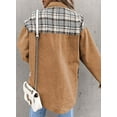 thumbnail image 2 of SHAR Women's denim jacket, long sleeve plaid button down shirt jacket, 2 of 5