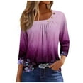 thumbnail image 2 of Fiudx Tops para Mujer Blusa de Manga 3/4 a La Moda para Mujer, Camiseta Estampada, Top Informal, 2 of 5