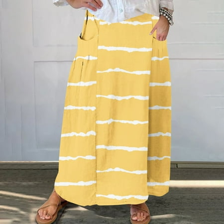 Usdian Graduation Dress Floral Dresses Slim Fit Floral Dresses Beach Dresses for Women Comfy Printed for Party Yellow XL Clearance Items