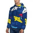 thumbnail image 3 of Wukai Cartoon Shark Print Men Hoodies Fleece Sweatshirts Long Sleeve Sweaters Pullover Fall Outfits Winter Clothes-Large, 3 of 7