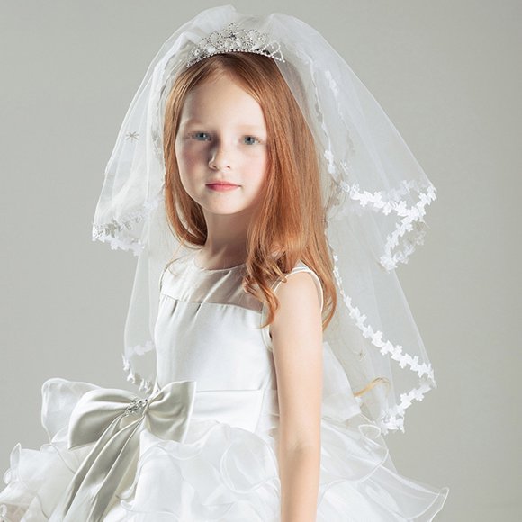 Girls First Communion Veils Graceful Slim Wedding Veil Lace Veil Hair Accessory Heardress Hearwear for Communion Wedding