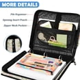thumbnail image 5 of Zipper Binder with Shoulder Strap 2 inch 3 Ring Waterproof File Folder Organizer Bag 500 Sheet Pinks and Greens Wildflowers, 5 of 8