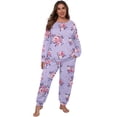 thumbnail image 2 of Cueply Womens Plus Size Pajama Set Long Sleeve Pjs for Women Soft Sleepwear Loungewear Nightwear With Pockets, 2 of 7