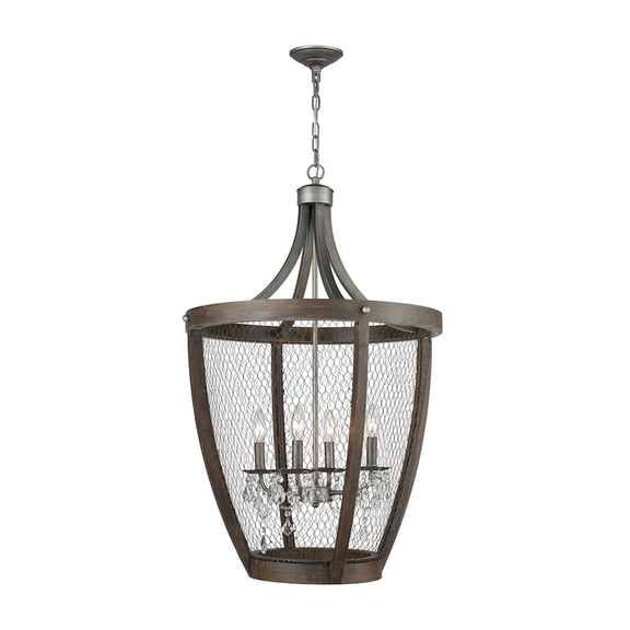 Elk Home Renaissance Invention 23-inch Wide 4-Light Chandelier in Weathered Zinc