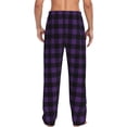 thumbnail image 3 of Uemuo Purple Black Plaid Pattern Men's Wide Leg Palazzo Lounge Pants with Pockets Light Weight Loose Comfy Casual Pajama Pants-Medium, 3 of 9