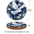 thumbnail image 3 of Peace Dove Microfiber Leather Round Coasters (6PCS) - 11x11 cm/4.3x4.3 in Set for Drinks,and Durable Beverage Coasters with Holder - Your Table Surface and Enhance Décor, 3 of 6