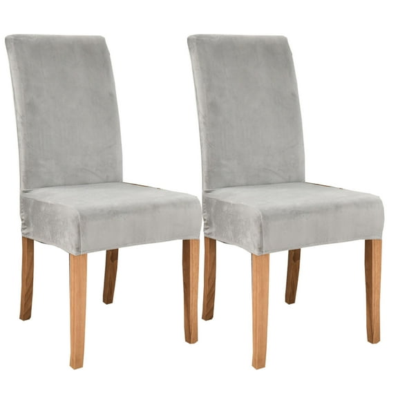 Velvet Dining Room Chair Covers,Stretch Super Fit Chair Slipcovers Removable Washable Non-slip Modern Soft Chair Protector for Hotel Kitchen Banquet Wedding-2-light grey