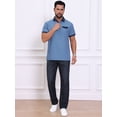 thumbnail image 2 of DARING DIVA Men's Short Sleeve Western Retro Stretch Color-Block Polo Shirts S Blue, 2 of 7
