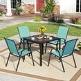 thumbnail image 5 of Gymax Set of 4 Patio Dining Chairs Stackable Armrest Space Saving Garden Blue, 5 of 10