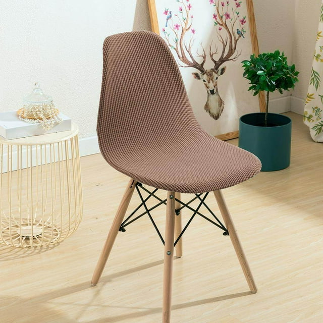 Shell Chair Seat Cover Conferences Hotel Dining Room Chair Cover Slipcover Anti-Dust brown