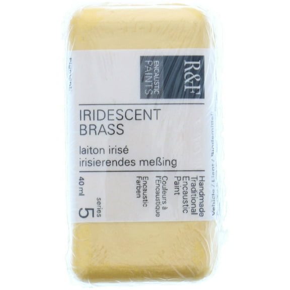 R&F Handmade Paints Encaustic Paint Cake, 40ml, Iridescent Brass