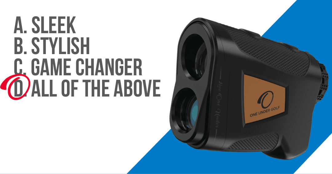 Golf Rangefinder by One Under Golf- Sleek Design with Built In Magnet Locks on Cart Rail, Slope Compensation ON/Off, Jolt Vibration + Flag Lock Technology, 6X Magnification up to 800yds (Black)