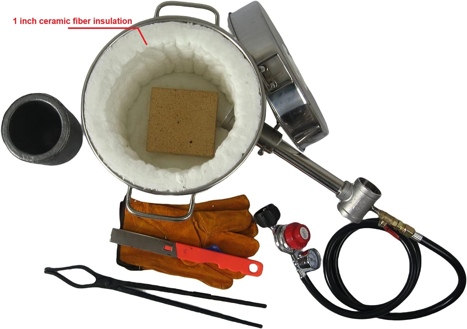 LSMIITTH Propane Smelting Furnace Kits, 6kg(13LB) Graphite Crucible Furnace with Crucible Tongs Set for Melting Metal Recycle Gold Copper Aluminum