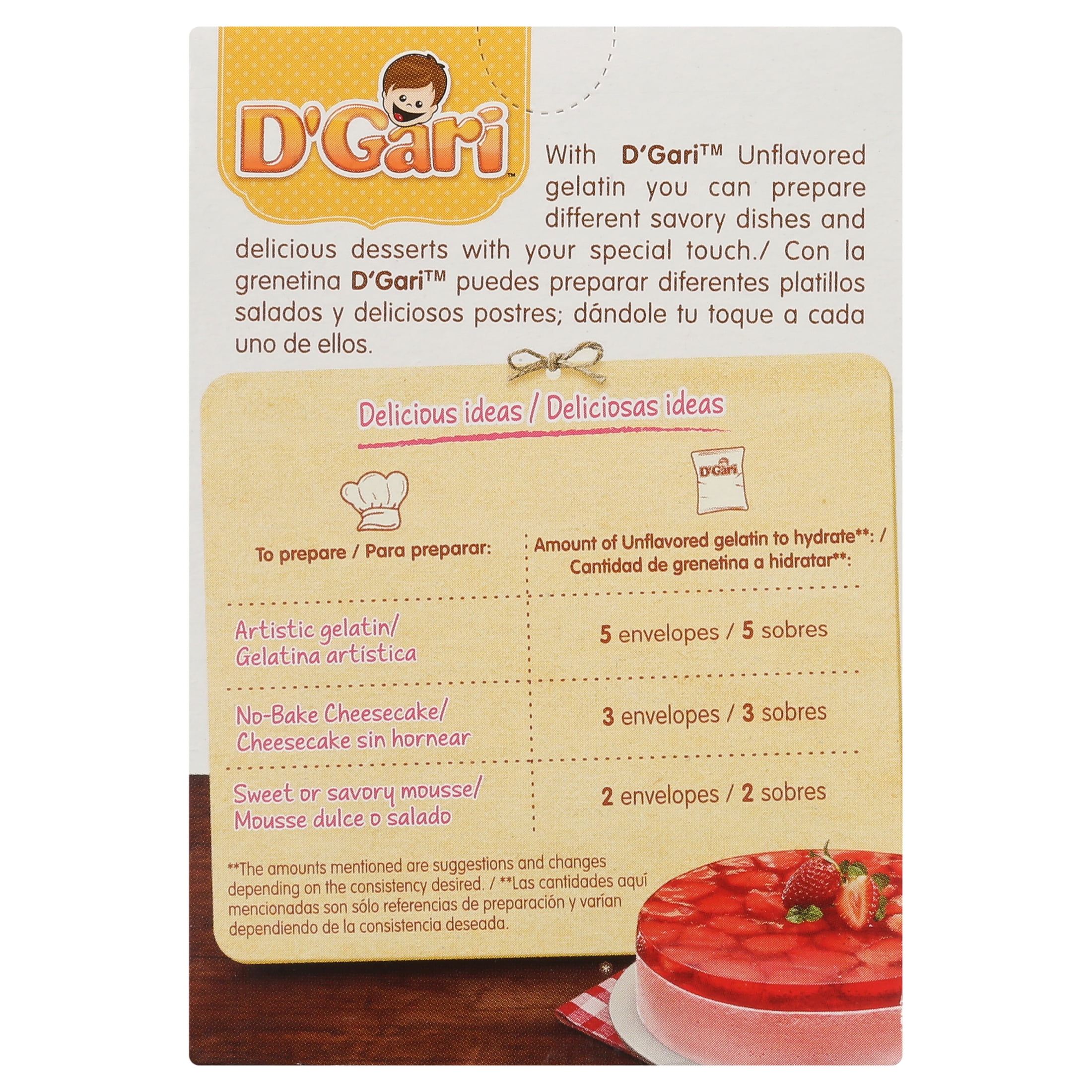 D'Gari Unflavored Gelatin, 0.25 oz Each one, 4 Pack