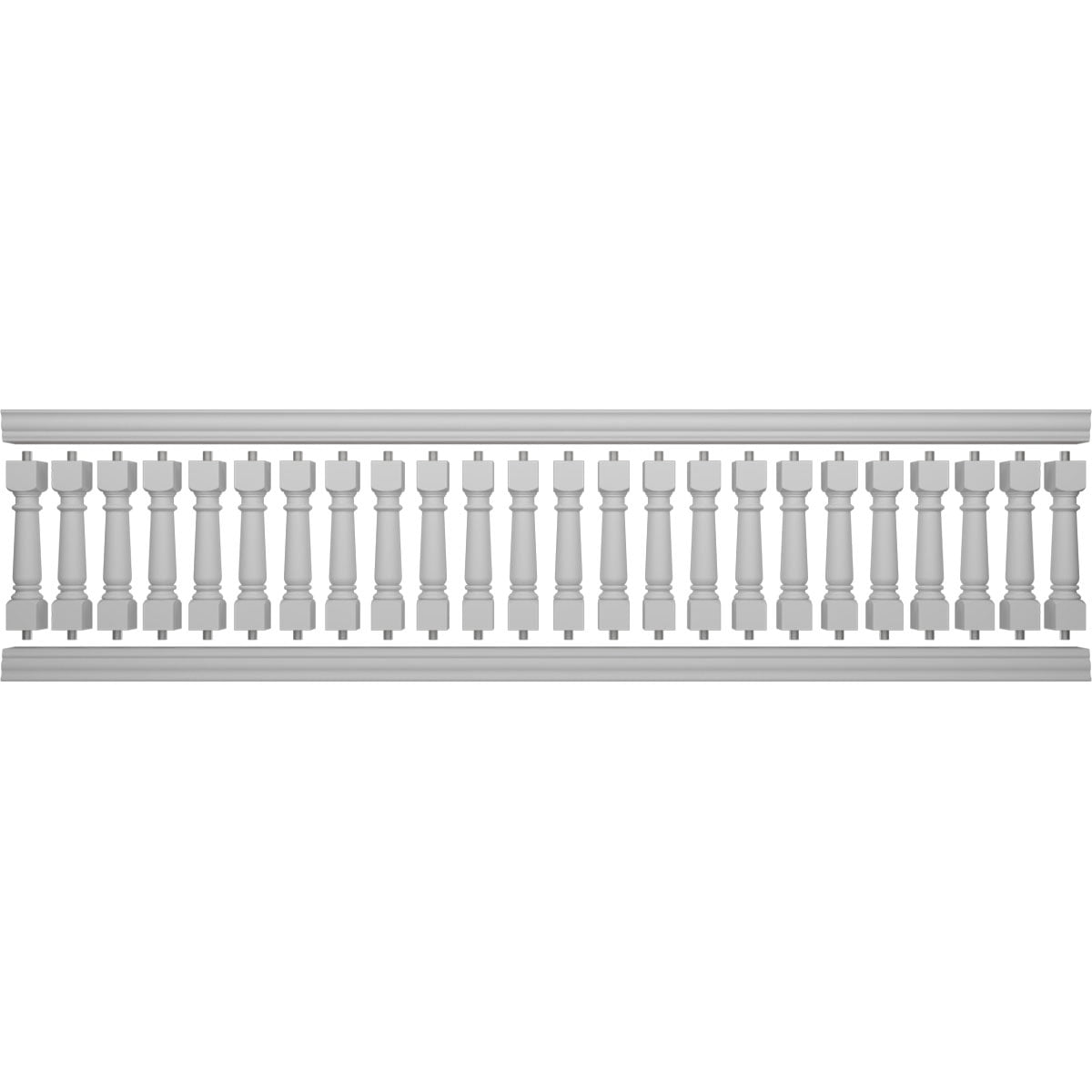Ekena Millwork 42"H x 15'L Fiberthane Wellington Unassembled Balustrade Railing Kit, Style A (7 5/8" On-Center Spacing to Pass 4" Sphere Code)