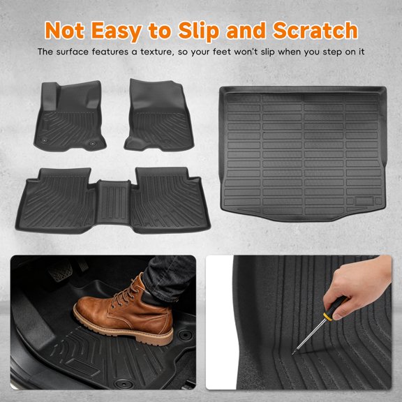 Genrics TPE Floor Mats & Cargo Liner 4Pcs Replacement for Ford Escape Hybrid 2020-2026 All Weather Protection Black