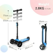 Besrey 3 Wheel Toddler Scooter for Ages 3-10 Years Boys and Girls,Kids Scooter with LED Light Wheels and Foldable Adjustable Height,Blue