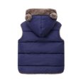 thumbnail image 3 of Puffer Jacket Toddler Boys Girls Windproof Fleece Lined Zip Up Hooded Coat Gilet Bear Ear Sleeveless Outerwear with Pocket, Navy, 2 Years, 3 of 4