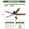 thumbnail image 4 of Uforic 52" Flush Mount Ceiling Fans with Light and Remote Control,5 Blades Outdoor Ceiling Fan - Brown, 4 of 10