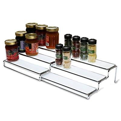 Chrome DecoBros Spice Rack Stand holder with 18 bottles and 48 Labels 