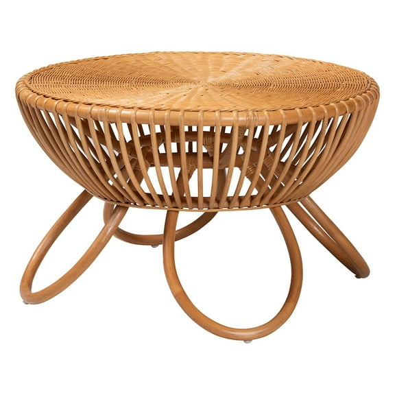 bali & pari Abel Natural Rattan Coffee Table with Splayed Legs