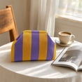 thumbnail image 5 of Knitted Cosmetic Organizer Pouch with Large Capacity and Flap Closure, Purple and Yellow Striped, for Women, Travel Bag Organizer, 5 of 6