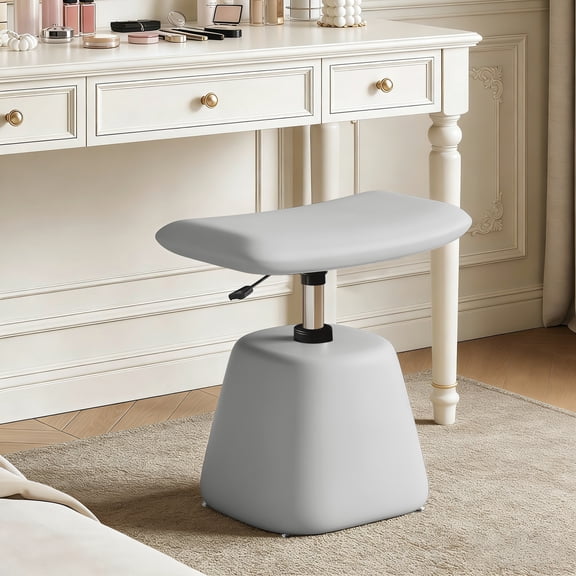 HDHNBA Modern Height Adjustable Upholstered Small Ottoman Footrest with Padded Seat,Gray