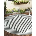 thumbnail image 3 of Unique Loom Outdoor Modern Collection Area Rug - Achromatic (7' 10" Round White and Black), 3 of 11