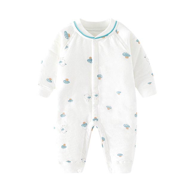 MeetoTime Baby Clothes Fall Winter Quilted Jumpsuits Long Sleeved Buttons Newborn Infant Rompers Home Crawling Clothes