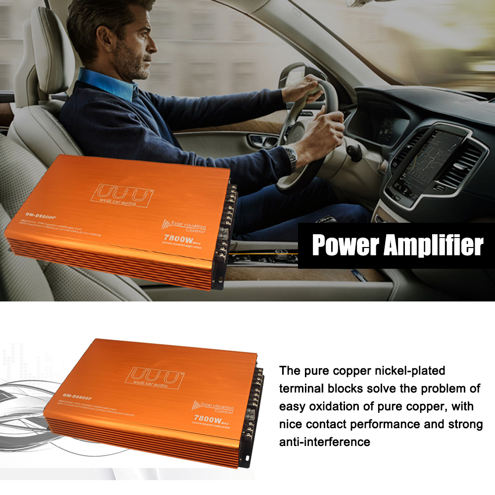 Eccomum 4-Channel Car Audio Amplifier 7800W HiFi Class-D Stereo Power Amplifier 4-Way High Power Amp. Aluminum Alloy - image 2 of 6