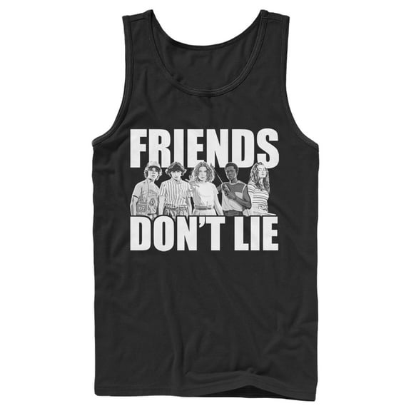 Netflix Men's Stranger Things Friends Don't Lie Character Pose Tank Top Black Small