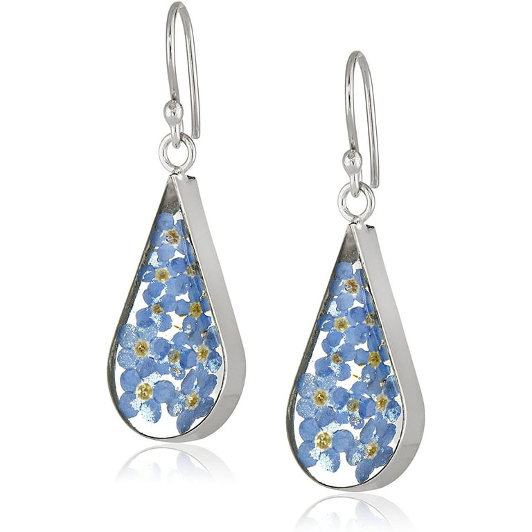 Pressed flower teardrop on sale earrings