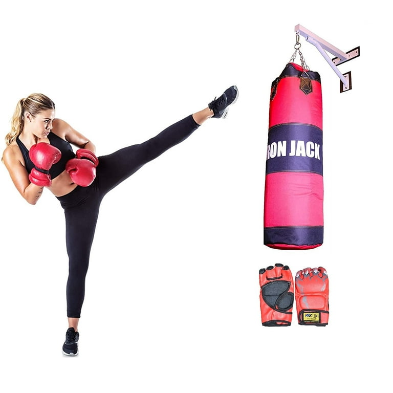IRON BAR Heavy Bag Full Kit Boxing Punching Bag with Gloves Unfilled Sandbag for Boxing, MMA, Karate, Muay Thai, Kick Boxing, Martial Arts, Punching Training, Kicking - Hanging Chain w Bracket White - IRON BAR Heavy Bag Full Kit Boxing Punching Bag with Gloves Unfilled Sandbag for Boxing, MMA, Karate, Muay Thai, Kick Boxing, Martial Arts, Punching Training, Kicking - Hanging Chain w Bracket White -