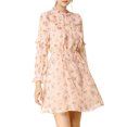 thumbnail image 1 of Allegra K Women's Floral Tie Waist Long Sleeve Ruffle Chiffon Dress, 1 of 7