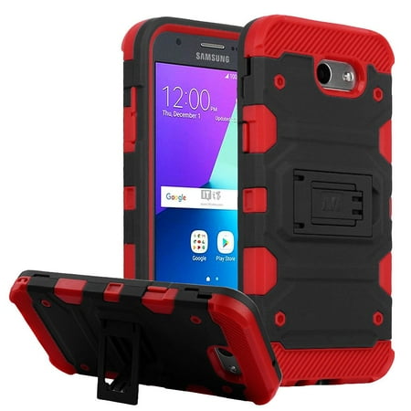 Small Storm Case Galaxy J3 Luna Pro case by Insten Storm Tank Hard Cover Case For Samsung Galaxy Amp Prime 2/Express Prime 2/J3 (2017)/J3 Emerge - Black(+ USB Cable) ()