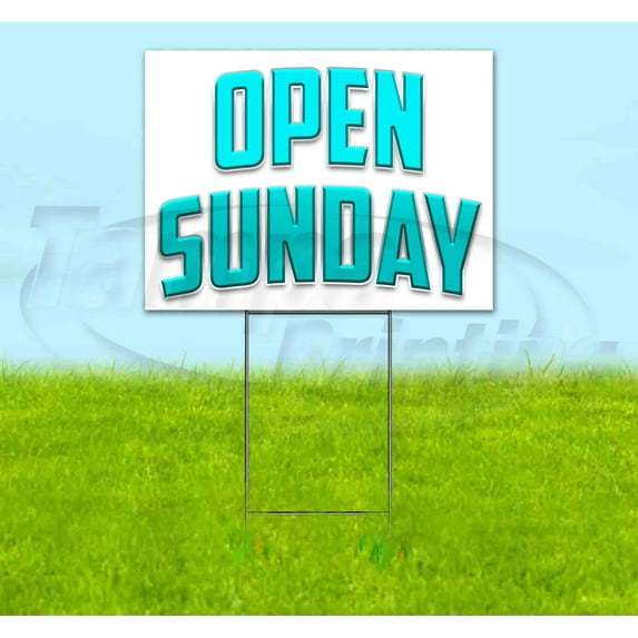 Open Sunday (18" x 24") Yard Sign, Includes Metal Step Stake