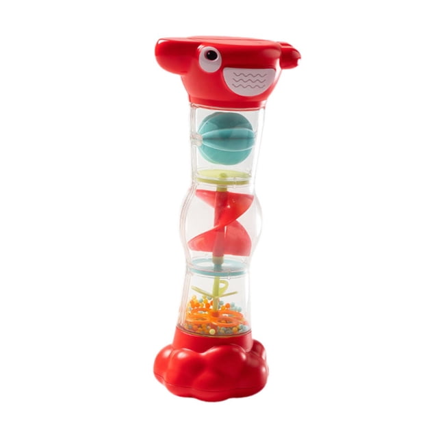 Lipstore Infant Baby Rain Sound Tube Toy with Triple Barrier Design Sand Timer Rattle Red