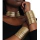 thumbnail image 3 of Conjunto de 2 piezas de pulsera con hebilla de metal ancha en tono dorado para mujer africana, 3 of 4