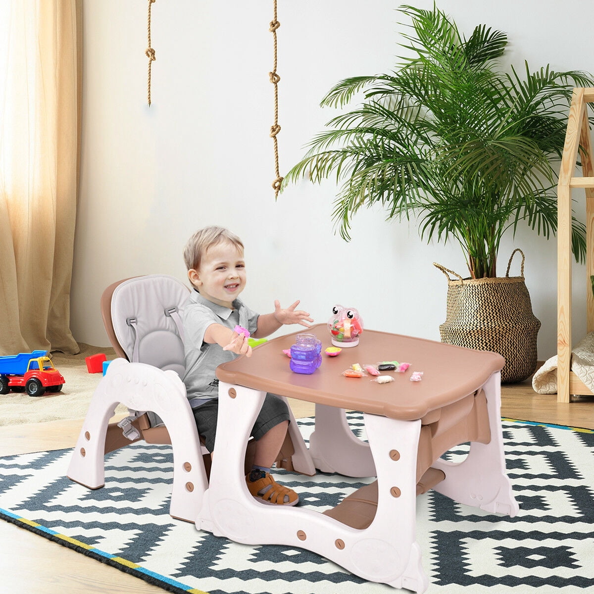 Infans 3 in 1 Baby High Chair Convertible Play Table Seat Toddler Feeding Tray