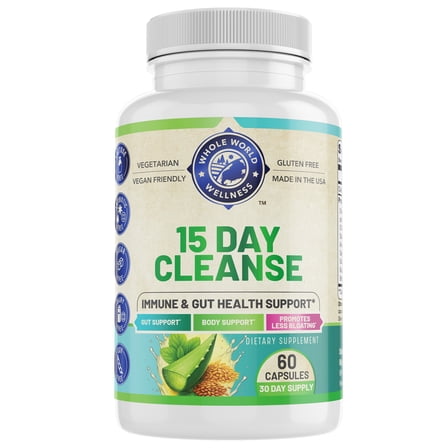 WHOLE WORLD WELLNESS 15 Day Cleanse, Advanced Gut Cleanse Detox Formula, Supports Gut Health