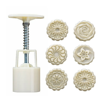 

50g Mooncake Mold 6pcs Stamps Hand Press Moon Cake Pastry Mould DIY Bakeware Mid-autumn Festival