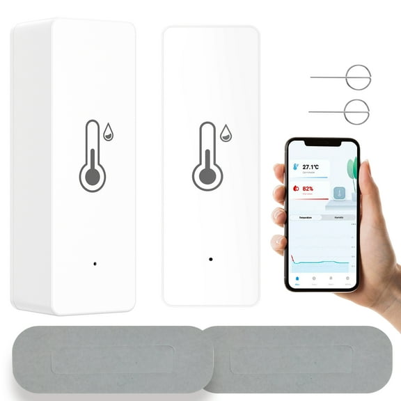 2Pcs WiFi Thermometer Hygrometer Data Storing Digital Temperature Hygrometer Auto Operated Temperature Humidity Sensor Intelligent Adjustment Wireless Humidity Sensor Meter for Home