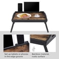 thumbnail image 2 of SONGMICS Bed Tray Table with Bamboo Folding Legs, Breakfast Tray for Sofa, Rustic Brown, 2 of 6