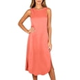 thumbnail image 4 of UAMVSH Womens Summer Dresses Comfy Sleeveless Crewneck Midi Dress Side Split Casual Flowy Long Dress Spring Clothes, 4 of 6