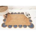 thumbnail image 3 of Rectangle Rug Natural Jute Rug Hand Braided Beige and Light Blue Border Color Rounding Line Area Rug, 3 of 5