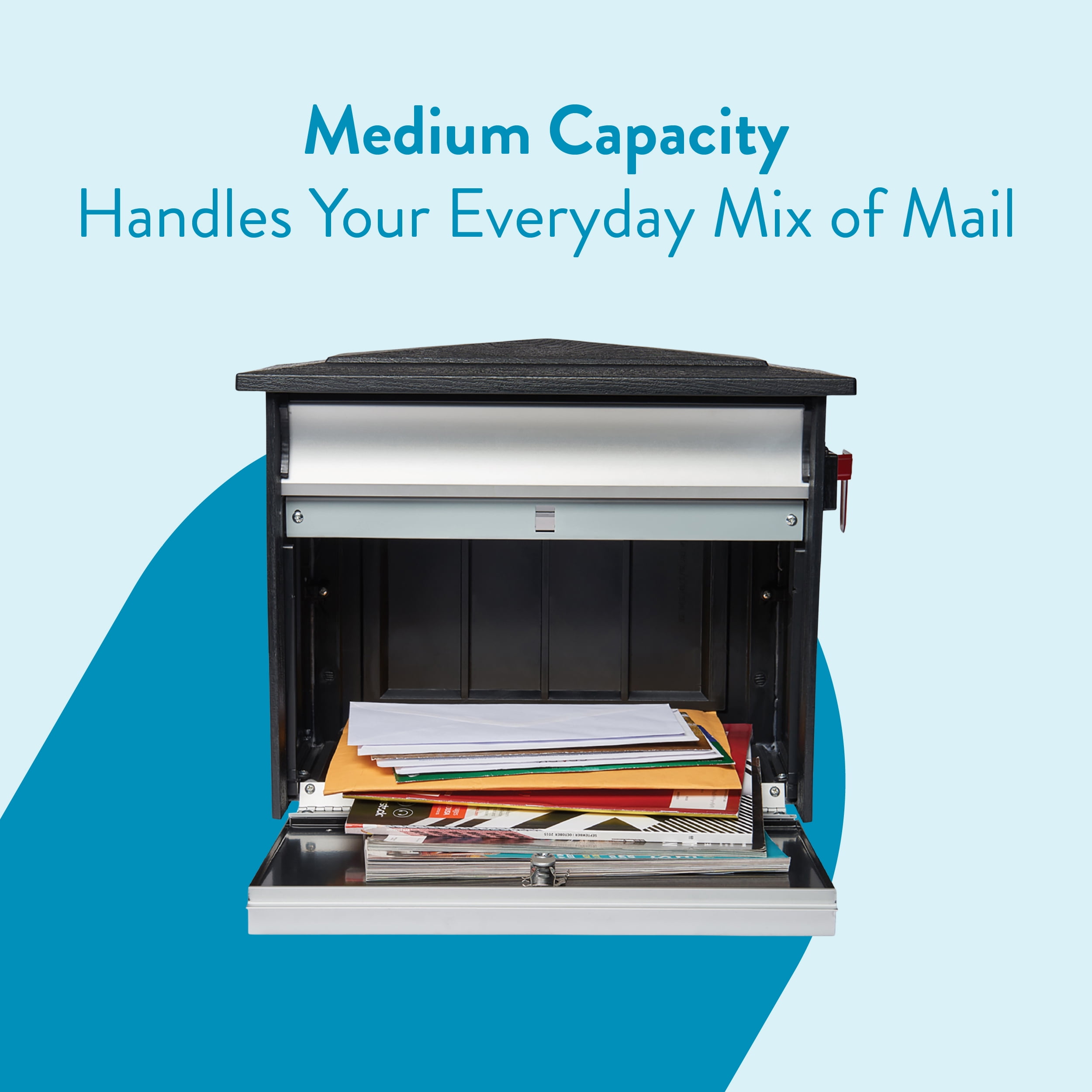 Architectural Mailboxes Mailsafe Locking, Plastic, Medium, Wall-Mount Mailbox in Black