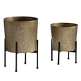 thumbnail image 4 of Saffron Fabs Metal Planters With Stand - Set of 2 Antique Gold, 4 of 5