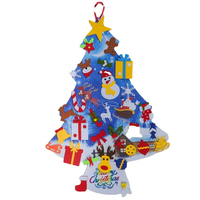 Árbol De Navidad De Fieltro Diy Para Colgar En La Pared, Árbol De Navidad Artificial Con 30 Adornos, Decoración Del Hogar De Año Nuevo, Regalo Para Niños Methold HA037960-00
