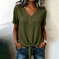 thumbnail image 6 of Tqyyweavej Women Cotton Linen Button Down Tops Tie Front Short Sleeve Shirts Casual V Neck Summer Tops for Women Size S to 2XL, 6 of 9