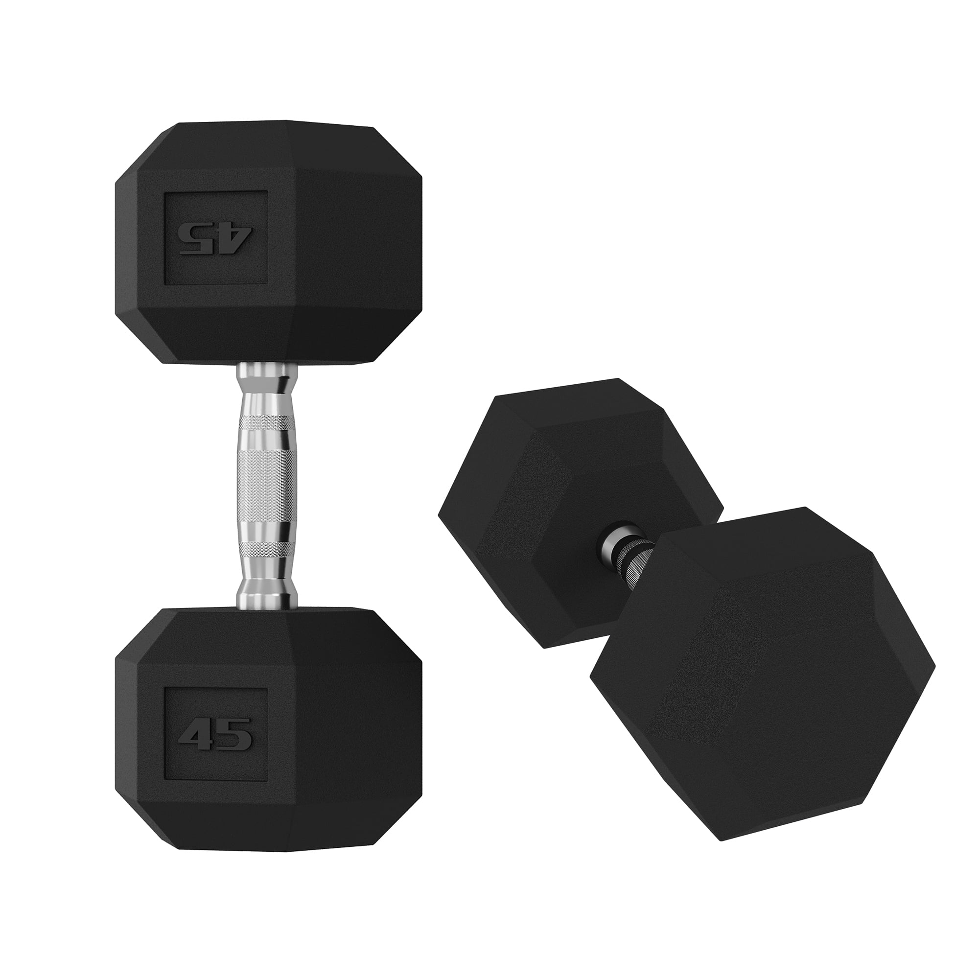 Ataucjin Durable Hex Dumbbells Pair,45 LB Set, Rubber & PVC Coated Cast Iron Weights, Non-Slip Textured Steel Handles, Anti-Roll Free Weights for Home Gym Strength & Fitness Training